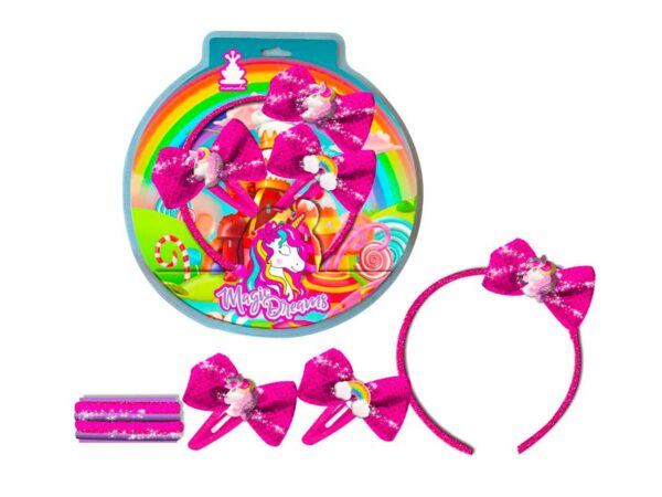 SET ACCESSORI CAPELLI UNICORNO